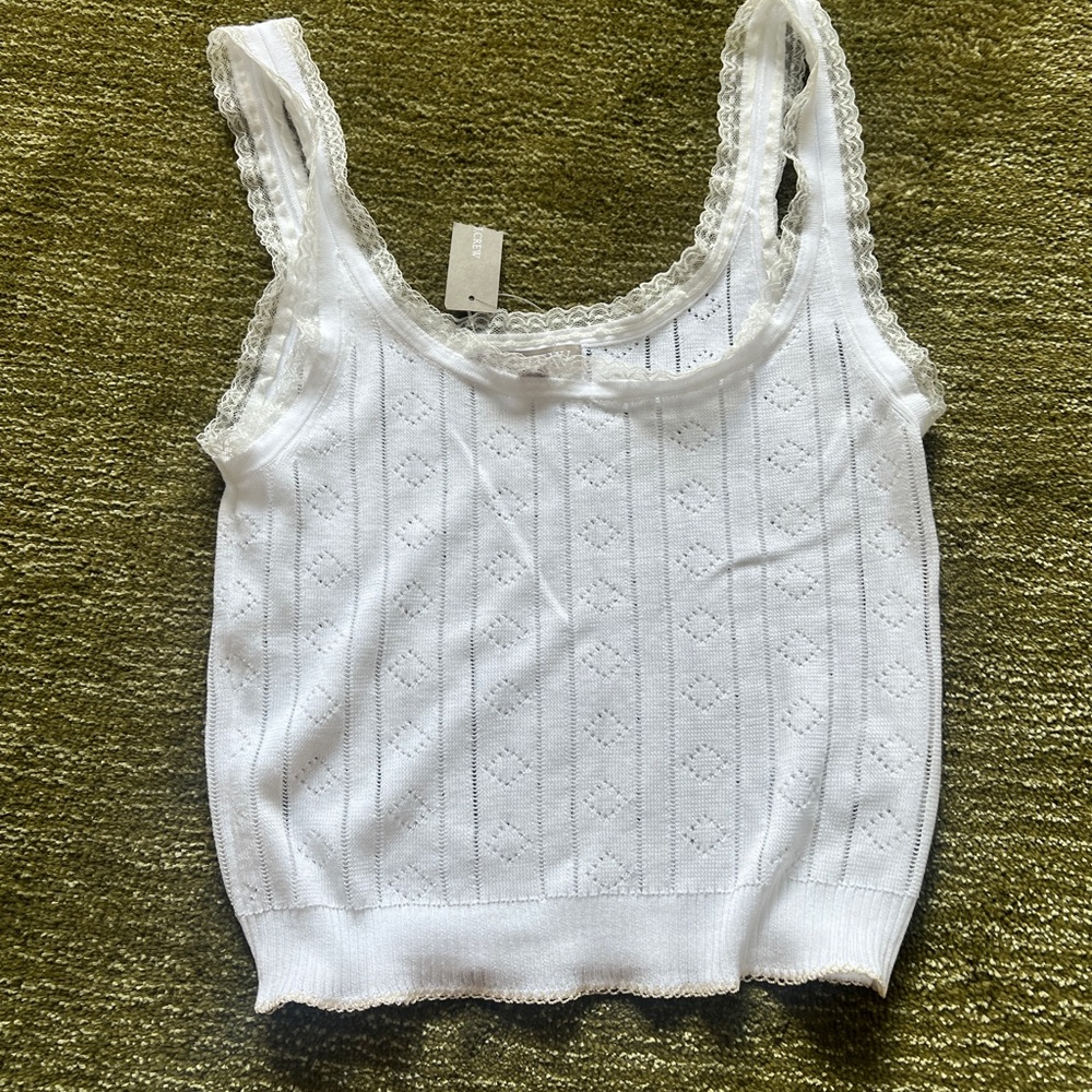 J. Crew White Eyelet Lace Tank